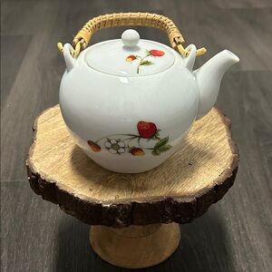 Vintage Japanese Porcelain Teapot with Strawberry Design